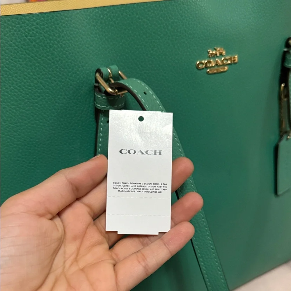 Coach Mollie Green Leather Tote Bag